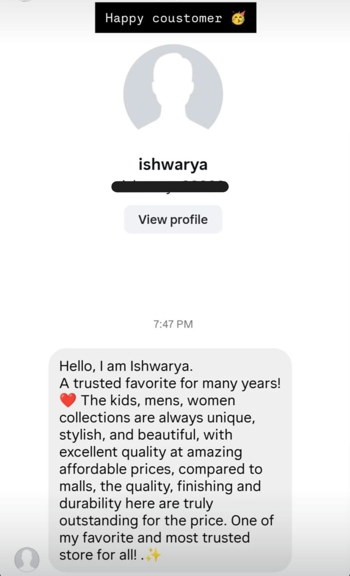 Screenshot of customer Ishwarya's feedback